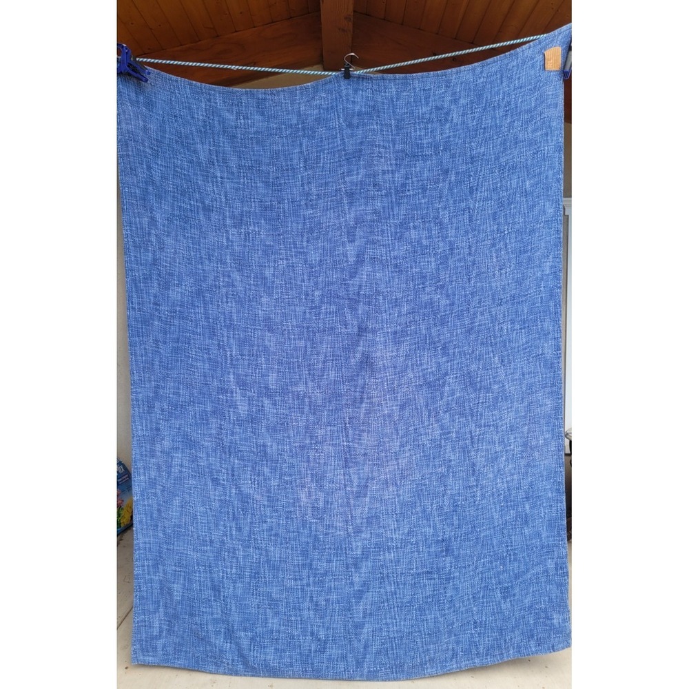 RRL Ralph Lauren Indigo Blue Woven Twin Blanket 69x95 3.5 lb Leather Patch